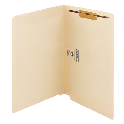 Smead Carpeta de archivos con cierre de pestaña final, Shelf-Master®, pestaña de corte recto reforzada, 1 sujetador, tamaño legal, Manila, 50 por caja (37110)