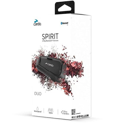 Cardo Systems Spirit - Auriculares de comunicación Bluetooth para Motocicleta, Color Negro, Paquete Doble