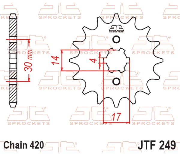 JT Sprockets JTF249.14 14T - Piñón Delantero de Acero Negro, 14 Dientes/Paso 420