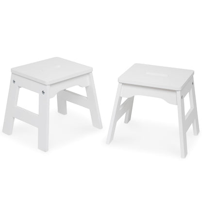 Melissa & Doug Taburetes de Madera - Juego de 2 (Blanco)