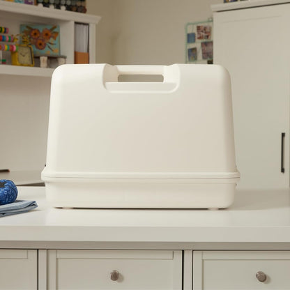 SINGER Funda de transporte rígida universal, color blanco, resistente a los impactos, se adapta a la mayoría de máquinas de coser portátiles de brazo libre, costura fácil