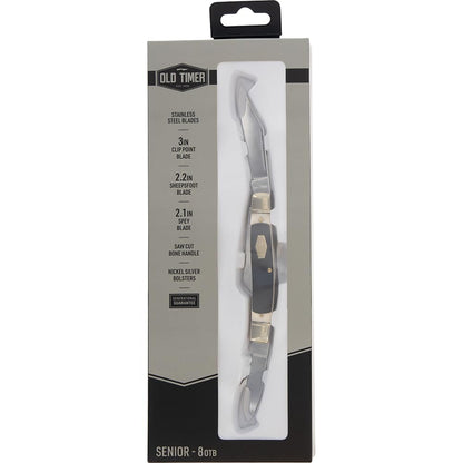 Old Timer 80TB Cuchillo sénior plegable de bolsillo en hueso, genuino