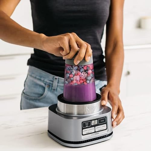 Ninja Foodi Power Nutri Duo SmartTorque Bowl + Vaso SS101Q | SmartTorque sin Atascos | Cup para Bebidas + Bowl para Smoothie Espeso | 1200W