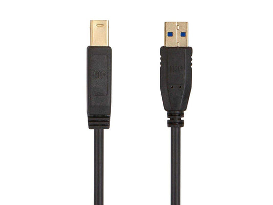 Monoprice - Cable USB 3.0 Tipo a a Tipo B, 3 pies, Color Negro, Compatible con Monitor, escáner, Unidad de Disco Duro, concentrador USB, impresoras, Serie Select