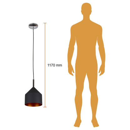 Tecnolite Lámpara Colgante, Luz Colgante de Techo Moderna, Base E27, Color Negro, 100 - 240 V,