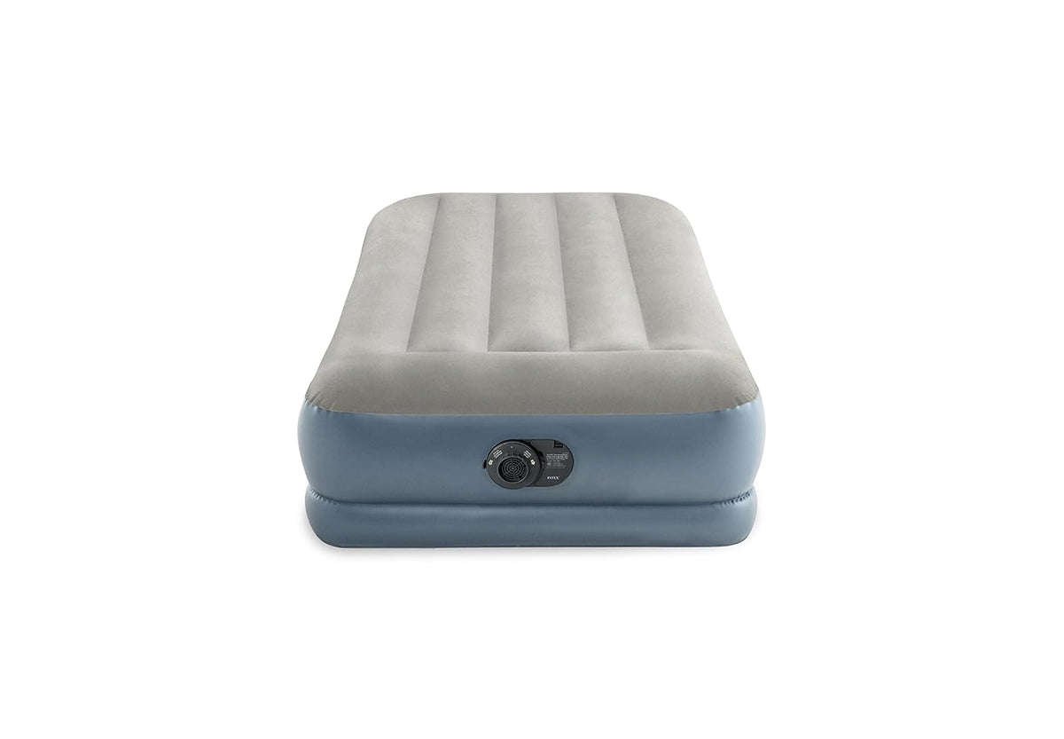 Intex 64115ED Dura-Beam Colchón de Aire estándar con Reposo de Almohadas: Fiber-Tech, tamaño Individual, Bomba eléctrica integrada, Altura de Cama de 12 Pulgadas, Capacidad de Peso de 300 kg