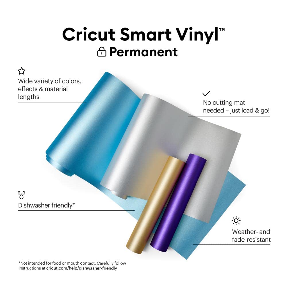 Cricut Smart Vinilo permanente (13 x 12 pies, morado brillante) para Explore and Maker 3 - Corte sin mate para cortes largos de hasta 12 pies