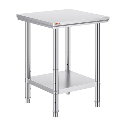 VEVOR Mesa de Trabajo de Acero Inoxidable con Patas Ajustables 24 x 36 x 32 pulg - 24*24*32In - Mesa - Mesa de trabajo