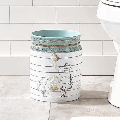 Avanti Linens - Cesta de Basura Decorativa para el hogar u Oficina, Accesorios de baño Elegantes de Granja (colección de Conchas de Granja)