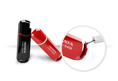 ADATA 64 GB Memoria Flash USB 3.0 con Tapa Color Negro con Rojo (Modelo UV150)