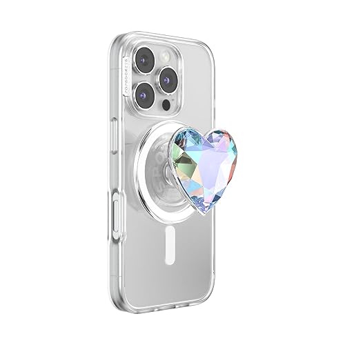 PopSockets - Empuñadura para teléfono MagSafe con Soporte, Soporte magnético, Parte Superior Intercambiable, Agarre Seguro para iPhone MagSafe, teléfono y Tablet, corazón dicroico Iridiscente