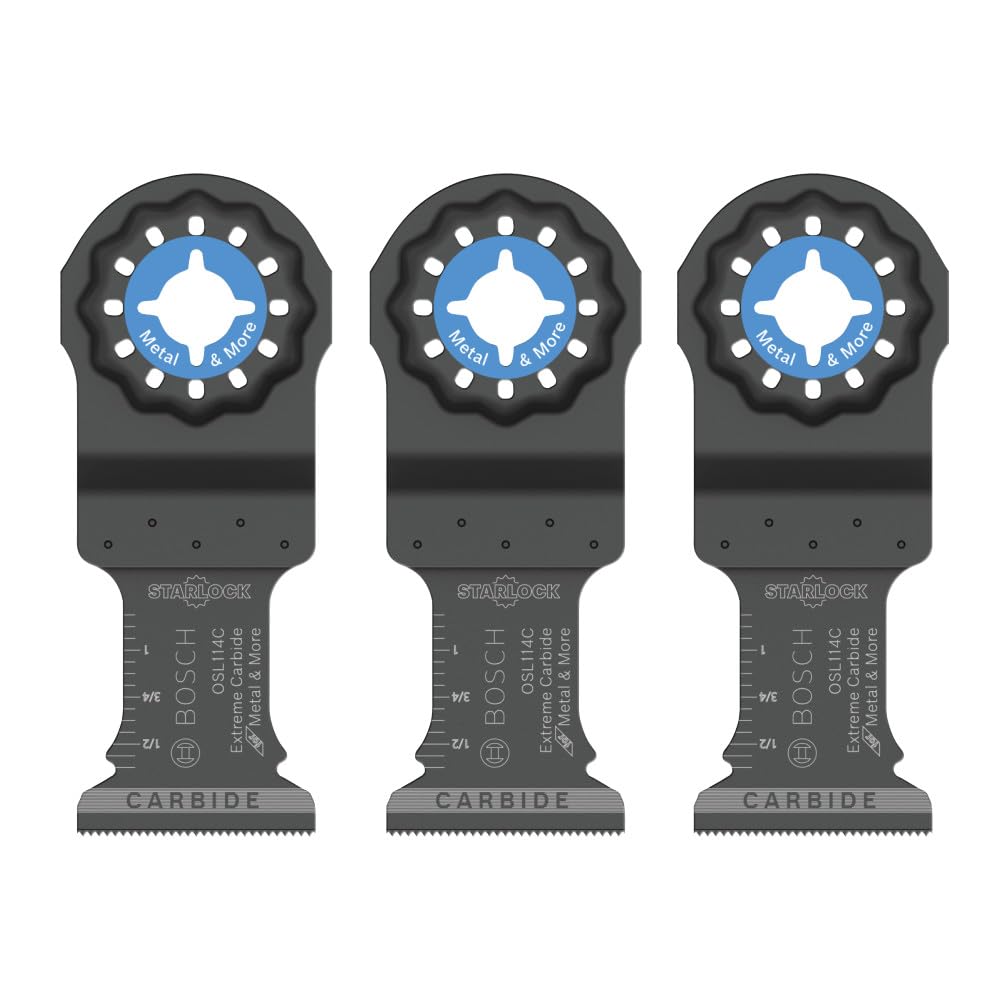 BOSCH OSL114C-3 Paquete de 3 cuchillas oscilantes Starlock de metal y más carburo para cortar barras de hierro, metal, madera con clavos, paneles de yeso y azulejos