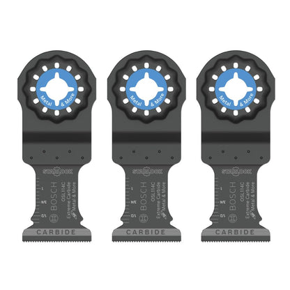 BOSCH OSL114C-3 Paquete de 3 cuchillas oscilantes Starlock de metal y más carburo para cortar barras de hierro, metal, madera con clavos, paneles de yeso y azulejos