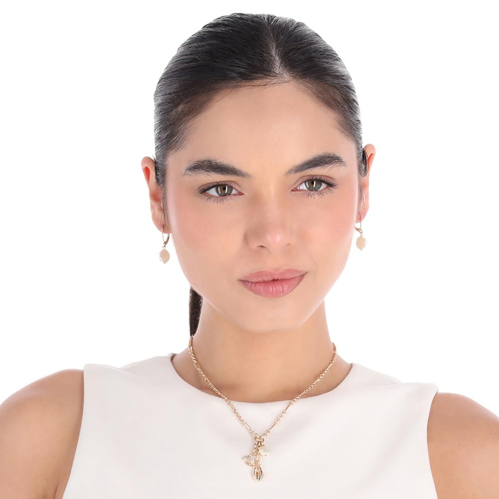 Anne Klein Box Set Collar Y Aretes Dorado | Mediano, gancho francés, forma asimétrico, 1 collar y 1 par de aretes