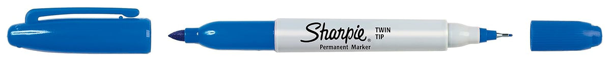 Sharpie Marcadores permanentes de doble punta, Punta gemela, Azul, 12-Count