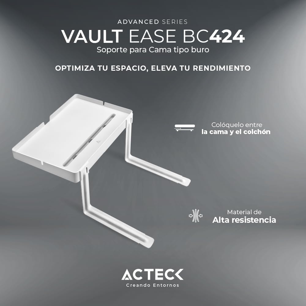 Acteck Soporte de Cama para Tablet Vault Ease BC424 Ajustable hasta 20cm Blanco AC-936606
