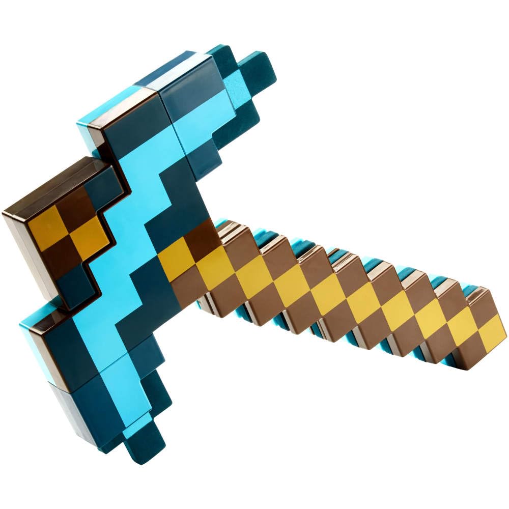 Minecraft Vanilla Juguete Espada-Pico Transformable 2 en 1 Diseño Pixelado Diamante Herramienta de rol Aventuras y Disfraces para niños de 6 años en adelante