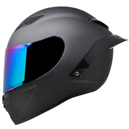 KOV Casco para Moto Integral KC1 Certificado Dot Estilo Carbono Deportivo (S)