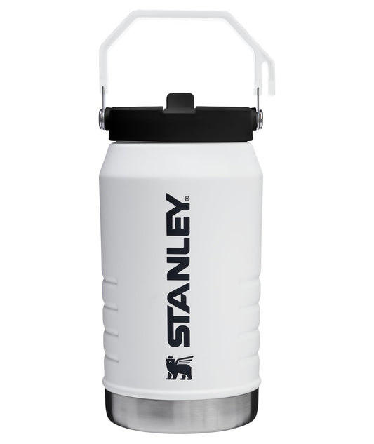 Stanley IceFlow 2.0 - Jarra de paja abatible con asa de 64 onzas, tapa giratoria y popote abatible, a prueba de fugas para viajes y deportes, acero inoxidable aislado, sin BPA, gis