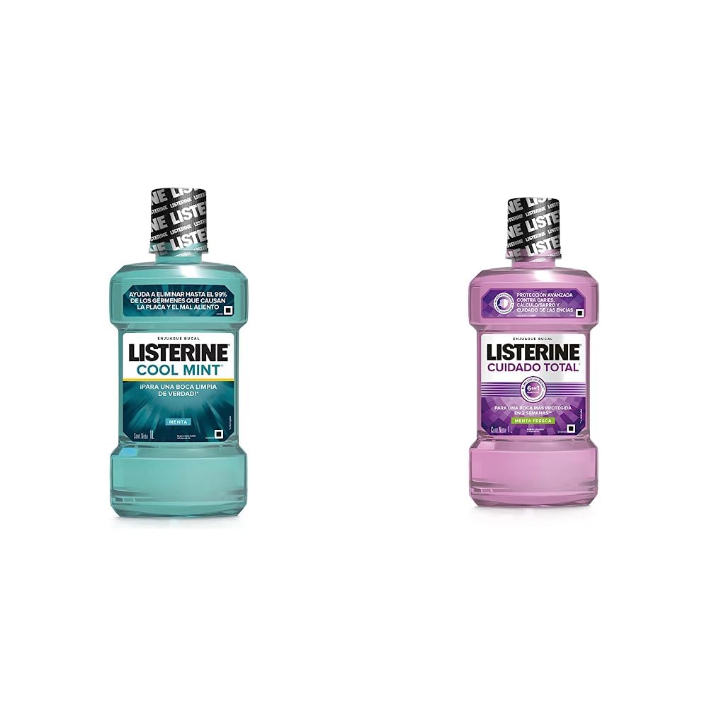 LISTERINE Enjuague Bucal Cool Mint 1 L + Enjuague Bucal Cuidado Total 1 L