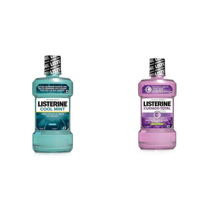 LISTERINE Enjuague Bucal Cool Mint 1 L + Enjuague Bucal Cuidado Total 1 L