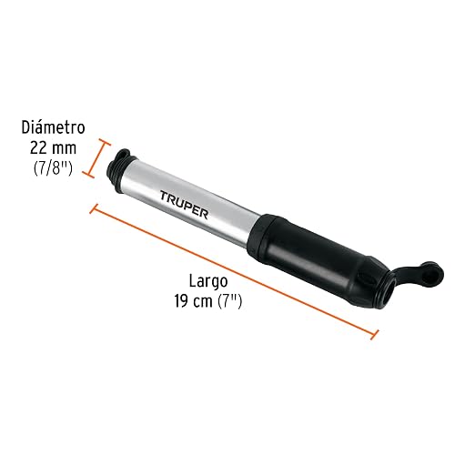 Truper BOM-MI-X, Mini Bomba Manual para Bicicleta, abatible, 30 PSI