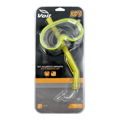Voit Set Acuático Kit de Snorkel para niños 2 en 1 Gafas de Buceo panorámicas de Vidrio Templado y Tubo de Buceo para Entrenamiento o Practica 12+