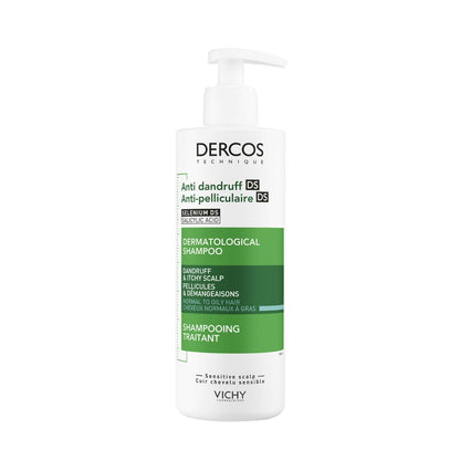 Vichy Dercos Shampoo Dermatológico Anti-Caspa Cabello Normal a Graso 390ml | Elimina 100% de Caspa Visible y su Reaparición, Reduce Comezón desde 1er Uso, con Ácido Salicílico y Selenio DS