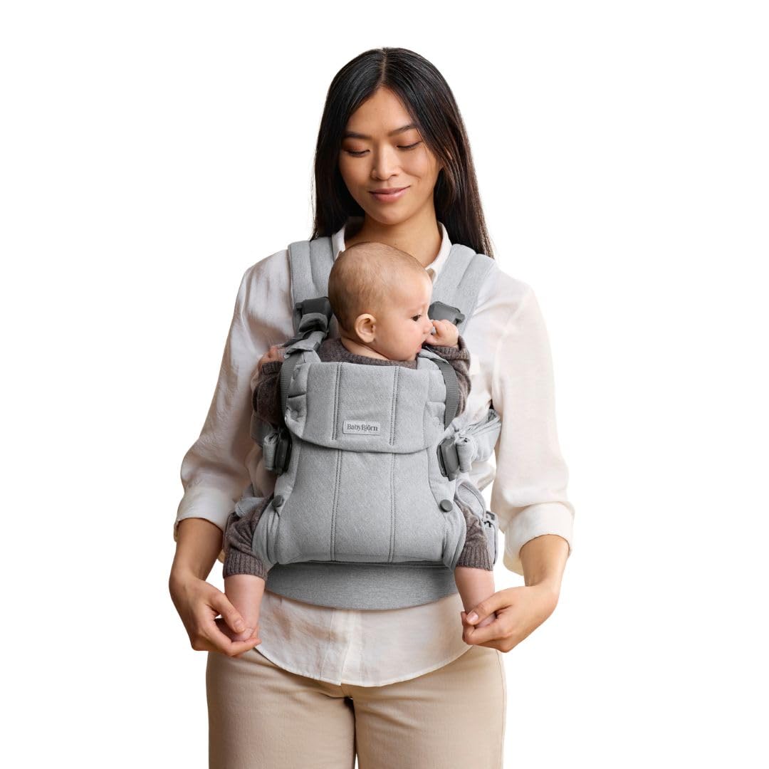 BabyBjörn Baby Carrier Harmony Portabebés Ergonómico, Rosa Claro - Gris,claro - tela mélange