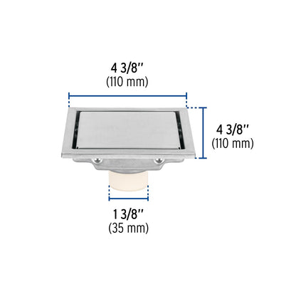 Foset RS-703, Resumidero reversible de 4" anti olores acero inoxidable