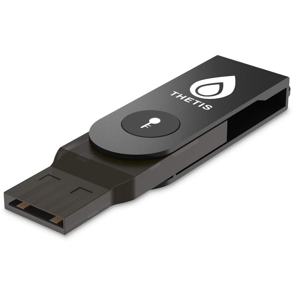 Llave de Seguridad FIDO2 [Diseño Plegable] Thetis Universal Two Factor Authentication USB (Tipo A) para protección Multicapa (HOTP) en Windows/Linux/Mac OS, Gmail, Facebook, Dropbox, SalesForce, GitH