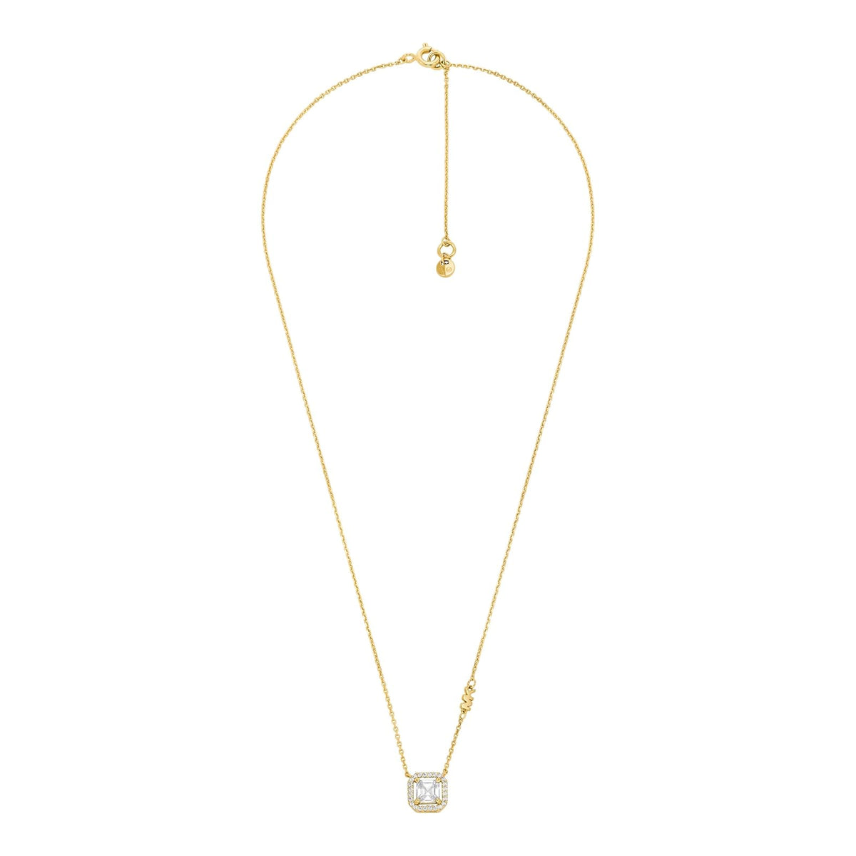 Collar con colgante talla asscher de Michael Kors de plata de ley chapada en oro para mujer, MKC1843710