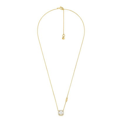 Collar con colgante talla asscher de Michael Kors de plata de ley chapada en oro para mujer, MKC1843710