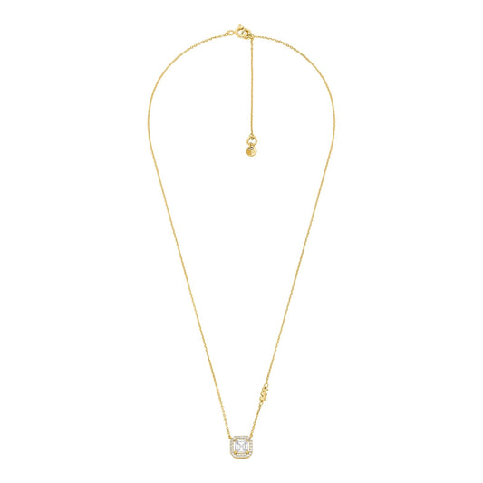 Collar con colgante talla asscher de Michael Kors de plata de ley chapada en oro para mujer, MKC1843710