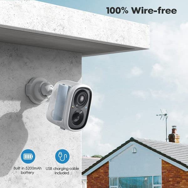 Anewone Cámara de Seguridad inalámbrica para Exteriores, cámara 1080P con Panel Solar – Sistema de cámara de Seguridad WiFi inalámbrico, conversación de 2 vías, Wi-Fi de 2.4 GHz, 64GB SD Card