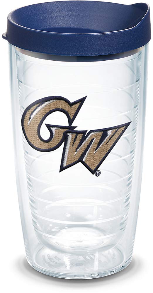 Tervis Vaso con Tapa, Diseños de Equipos Universitarios NCAA - George Wash Univ - 473,18ml - Transparente