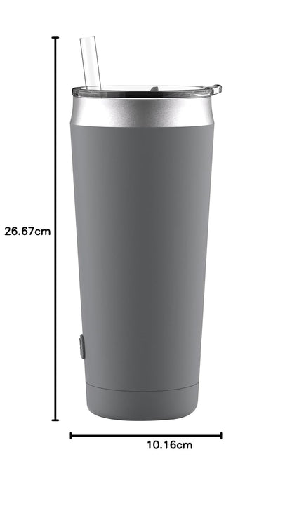 Ello Beacon Vaso de acero inoxidable aislado al aspiradora con tapa deslizante y popote opcional