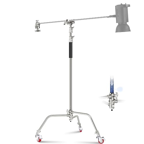 NEEWER C Stand Luz Resistente 3,4m Trípode Soporte de Fotografía de Metal con Amortiguador de Resorte Integrado y 1/4" Tornillo para Iluminación LED de Estudio y Cámara DSLR, Carga Máxima: 10kg, Negro