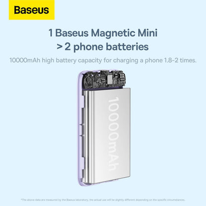 Baseus Mini Power Bank magnetica 10000mAh 20W de Carga rápida e inalambrica, Morado