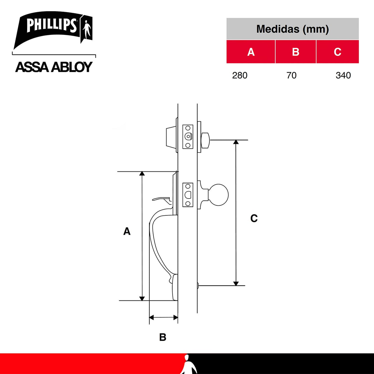 Phillips Gatillo Venecia Alta Seguridad Latón Antiguo Puertas Derecha/Izquierda