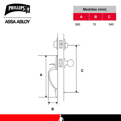 Phillips Gatillo Venecia Alta Seguridad Latón Antiguo Puertas Derecha/Izquierda