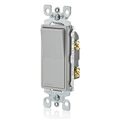 Leviton 076-05601-2GY Interruptor Silencioso 15A-120/277V Decora, Gris (No Incluye Placa), pack of/paquete de 1