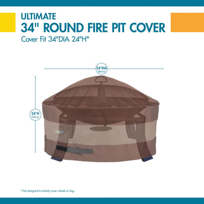 Duck Covers Ultimate - Cubierta redonda impermeable para hoguera de 34 pulgadas, fundas para muebles de patio