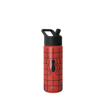 Simple Modern Botella Infantil Aislada de Acero Inoxidable con Popote - Botella de agua de 18 onzas - Armadura Marvel-Spider