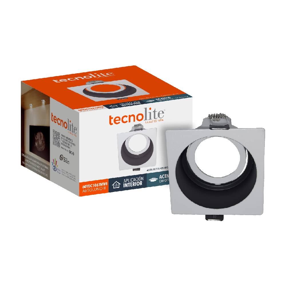 Tecnolite Lámpara Downlight Empotrable, Potencia Máx. 60 W, Base GX5.3, Foco MR16 no incluido
