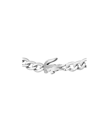 Lacoste - Pulsera de cadena de cocodrilo para hombres y mujeres, joyería de acero inoxidable, diseño ajustable, estilo icónico, colección llamativa, regalo para él o ella
