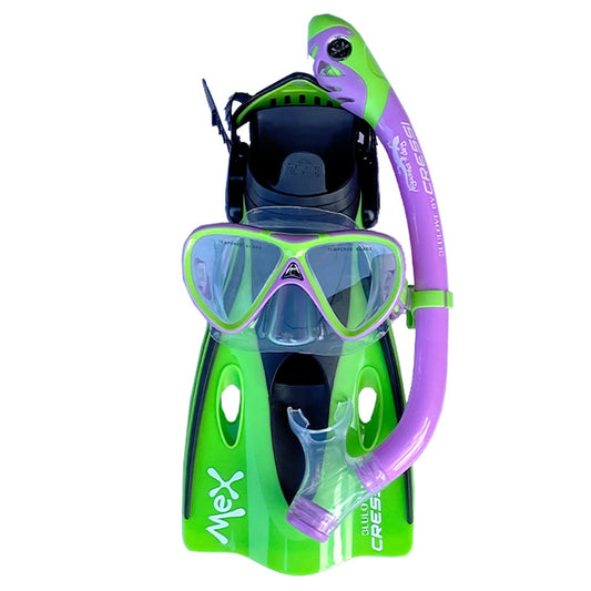 Cressi Set Infantil Mex Junior Pegaso & Iguana, Lila/Verde, L/XL