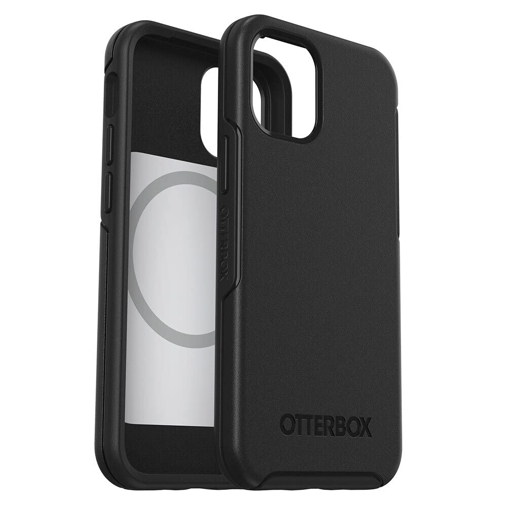 OtterBox SYMMETRY SERIES+ Funda antimicrobiana compatible con MagSafe para iPhone 12 Mini, color negro