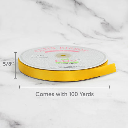 Creative Ideas Solid Satin Ribbon, 5/8-Inch by 100 Yard, Light Gold, Solid