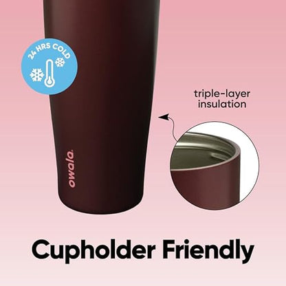 Owala FreeSip - Vaso de acero inoxidable, 40 onzas, color rojo y negro